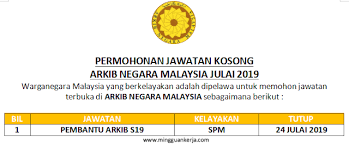 Jawatan kosong di suruhanjaya perkhidmatan pelajaran spp 14 julai 2019 jawatan kosong kerajaan swasta terkini malaysia 2021 2022. Permohonan Jawatan Kosong Pembantu Di Arkib Negara Malaysia Julai 2019 Salam Kerjaya