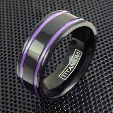 8mm Black Titanium Men S Ring Purple Racing Stripes Wedding Band Titanium Rings For Men Black Titanium Ring Men Diamond Wedding Rings Sets