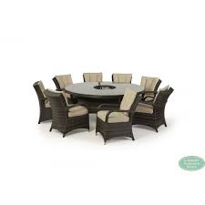 Carter upholstered curved dining bench zin home. Texas 8 Seat Round Dining Set With Ice Bucket Brown Lakeside Furniture Direct