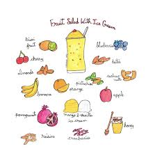 Day 14 Of Inktober Illustrated Fruit Salad With Ice Cream Watercolor Food Fruit Salad Recipes Food Illustrations