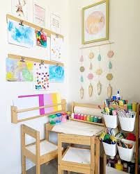 Happiness Watching The Girls Get Absorbed In Creating In This Little Nook Has Helped Me Stay Grounded This Morn Kids Art Corner Kids Room Art Girl Room Art