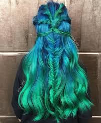 Blue sapphire, teal, and indigo hair color hand painted by me. 20 Ways To Rock Green Hair