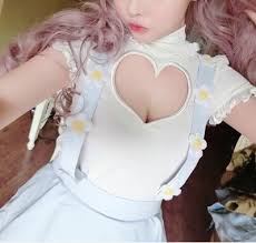 Blouse Heart Cut Out Shirt Kawaii Japan Fashion White Wheretoget