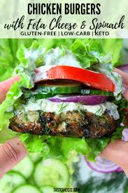 If needed, you can use toothpicks to close chicken breast. Chicken Burgers With Feta Cheese And Spinach Chicken Recipes Ground Chicken Recipes Recipes