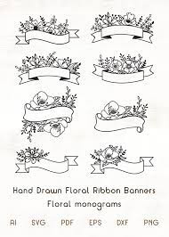 Floral Ribbon Banners Svg Floral Monogram 767032 Monograms Design Bundles