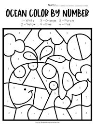 Free Printable Color By Number Ocean Preschool Worksheets In 2020 Preschool Worksheets Preschool Colors Ocean Theme Preschool
