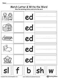 Ed Word Family Match Letter And Write The Word Word Family Worksheets Kindergarten Word Families Word Families