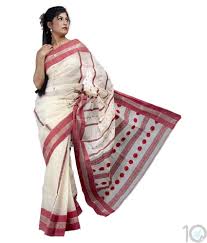 Bengal Tant Sarees Off White Base Red Border Sri95803o3 bengal tant sarees off white base red border sri95803o3
