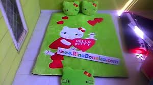 Hello kitty single bed set inc pillowcase 100% polyester microfibre. Karpet Set Motif Hello Kitty Love Warna Hijau Youtube