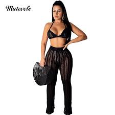 Free & fast shipping on orders $50+, afterpay & easy returns. Mutevole Women Summer Beach Sexy 2 Piece Pants Set Hollow Out Two Piece Crochet Set See Through Knitted Crop Top And Trousers Women S Sets Aliexpress