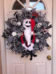 Santa Jack Skellington Wreath Front Door Wreath Deco Mesh Etsy Christmas Centerpieces Diy Nightmare Before Christmas Tree Nightmare Before Christmas Decorations