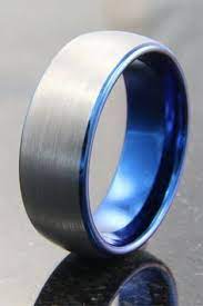 Ocean Blue Blue Mens Rings Titanium Wedding Rings Engagement Ring White Gold