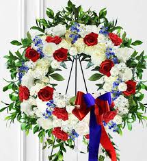 Maybe you would like to learn more about one of these? Red White Blue Sympathy Wreath Avas Flowers