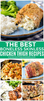 Serve them with roasted potatoes and carrots, sauteed spinach or mushrooms and a simple salad, for a wholesome meal your whole family will love. Boneless Chicken Thigh Recipes Courtney S Sweets