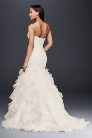 Organza Mermaid Wedding Dress With Lace Up Back David S Bridal Wedding Dresses Plus Size Wedding Dress Organza Ruffle Wedding Dress