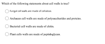 A cell wall is a structural layer surrounding some types of cells, just outside the cell membrane. Solved Which Of The Following Statements About Cell Walls Chegg Com
