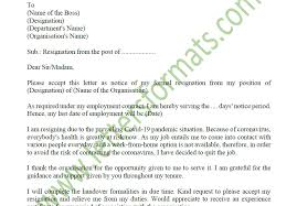 Sample Resignation Letter Due To Corona Covid 19 Pandemic