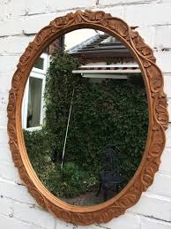 Large Vintage Oval Bevelled Wall Mirror Wooden Frame Carved Frame Large Mirror Mirror Mirror Decor