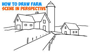 How To Draw Farm Scene Fall Spring Scene In Three Point Perspective In Easy Step By Step Tutorial For Beginners How To Draw Step By Step Drawing Tutorials