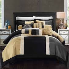 Black And Gold King Bed In A Bag Chic Home Alleta 11 Pc Midweight Comforter Set Comforter Sets Black Gold Bedroom King Comforter Sets