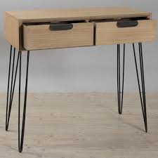 Un petit air vintage tout à fait dans l'air du temps pour la console en acacia 117 oslo. Console 2 Tiroirs Scandinave Granti 80cm Naturel