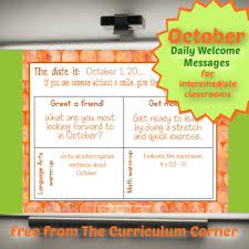 October Welcome 456 Feature The Curriculum Corner 4 5 6