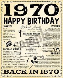 Find thoughtful 50th anniversary gift ideas for husband such as tic, personalized romantic glass led light gifts, personalized paperweight keepsake. 1970 Fun Facts 1970 Birthday Poster For Husband Gift For Dad Father For Parents Years Ago For Him Back In 1970 Digital File Only 50th Birthday Quotes Birthday Poster 50th Birthday