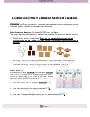 Balancing chemical equations worksheet student instructions 1. Gizmosbalancingchemequations Pdf Student Exploration Balancing Chemical Equations Vocabulary Coefficient Combination Compound Decomposition Double Course Hero
