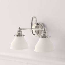 Meagher 2 Light Dimmable Vanity Light Finish Chrome Shade Color White Vanity Lighting Chrome Bathroom Fixtures Bathroom Light Fixtures