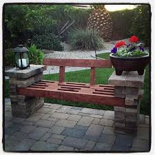 Just notice how natural this patio looks. Bench Made Out Of Left Over Patio Pavers And A Few 2x4 S Diy Patio Pavers Outdoor Patio Decor Patio Decor