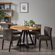 Homury 5pcs dining table set kitchen table kitchen furniture round dining table with 4 round dining chair dining set wood coffee table set. Bentley Designs Chevron Rustic Oak Round Dining Table 4 Fabric Chairs Costco Uk