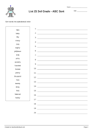 Alphabetize words, text, lists, and similar information. List 23 3rd Grade Abc Sort Sort Into Alphabetical Order Worksheet Maker