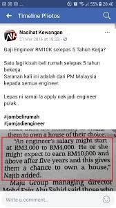 Antara yang paling menarik perhatian adalah pemotongan gaji menteri kabinet sebanyak 10%. Gaji Seorang Jurutera