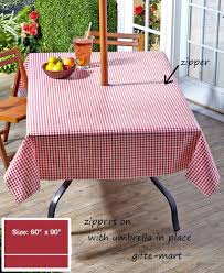 Red 90 Long Zippered Vinyl Umbrella Hole Table Cover Outdoor Patio Tablecloth Table Cloth Tablecloths For Sale Oblong Tablecloth