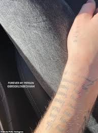 Brooklyn beckham and his fiance both seem pretty happy with his brand new 'tattoo'. Brooklyn Beckham Gets Another Tattoo Dedicated To Fiancee Nicola Peltz Readsector Female