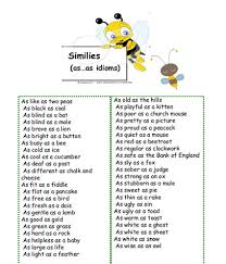 Idioms As As Elt Voc Similes List Learn English Simile