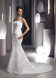 Aimee 73 Strapless Lace Mermaid Wedding Gowns Under 300 Lace Over Satin Strapless Lace Wedding Dress Lace Mermaid Wedding Dress Most Beautiful Wedding Dresses