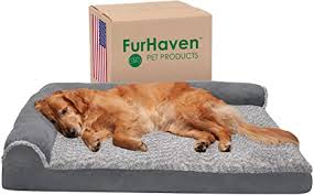 A cushioned large dog bed can provide more comfort big space big enjoy: Amazon Com Furhaven Orthopedic Pet Bed For Dogs And Cats L Chaise Sofa Two Tone Plush Fur And Suede Couch Dog Bed With Removable Washable Cover Stone Gray Jumbo X Large Pet
