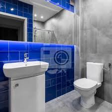 Durch blaue akzente geben sie ihrem badezimmer eine erfrischend großartige atmosphäre. Badezimmer In Grau Und Blau Fototapete Fototapeten Privies Appartment Zweckmassig Myloview De