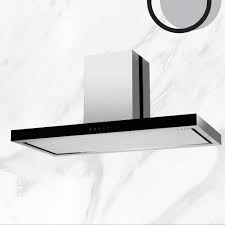 Vogue Island T Canopy Rangehood 120cm 700m3 H Stainless Steel With Black Fascia Canopy Rangehood Fascia Kitchen Pictures