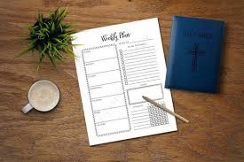 Weekly Plan Christian Day Planner Worksheet Calendar Notebook Pdf Printable Instant Download To Do List Checklist Schedule Week Study Planner Bible Study Notes Bible Study