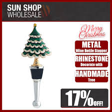 10pcs/set mini christmas hat santa claus hat xmas apple wine bottle caps christmas gift caps for new year tree ornament decor. 100 Genuine Jolly Metal Wine Bottle Stopper With Rhinestones Christmas Tree For Sale Online Ebay