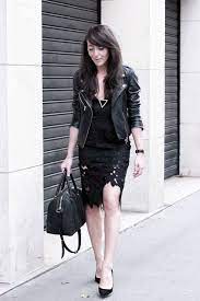 Black Lace Dress And Leather Jacket Leather Jacket Dress Lace Dress Feather Outfit