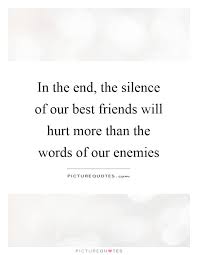 In The End The Silence Of Our Best Friends Will Hurt More Than Picture Quotes