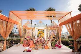 Oceanfront Hindu Wedding Ceremony At The Hyatt Regency Huntington Beach Pc Outdoor Indian Wedding Southern California Wedding Venues Indian Wedding Planning