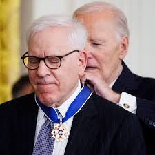 David Rubenstein, '73, received the Presidential Medal of Freedom at a  White House ceremony Saturday. President Joseph Biden recognized Rubenstein  for his unwavering dedication to preserving the nation's cultural heritage  and his