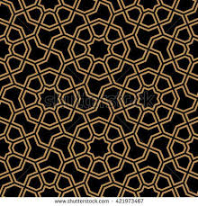 Arabic Seamless Pattern Traditional Islamic Design Background Ocher On Black Desenler Dokular Sanat