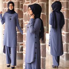 Hazen Tunik Pantolon Ikili Takim Mavi Ahn Tesettur Ferace Elbise Modelleri 2019 Fashion Dresses Neck Dress