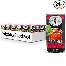 Water, tomato concentrate, high fructose corn syrup, vinegar, salt, citric acid, jalapeno pepper puree, spices, onion powder, ascorbic acid (to protect color), . Amazon Com Mr Mrs T Original Bloody Mary Mix 5 5 Fl Oz Cans Pack Of 24 Bloody Mary Cocktail Mixes Grocery Gourmet Food