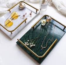 Nordic Light Luxury Natural Marble Rectangular Tray Jewelry Perfume Beauty Induction Tray Bathroom Tray Diy Resin Art Diy Resin Crafts Resin Jewelry Diy